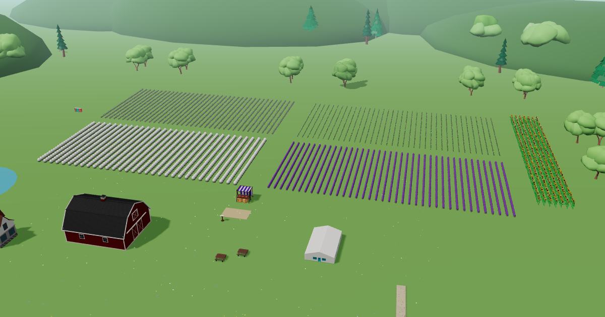 Surreal Farms in the Lavender Farm Simulator